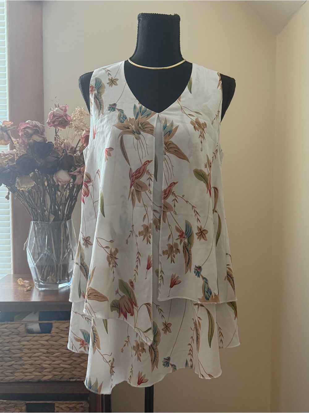 Cottagecore Soft Summer Tropical Bird of Paradise Holiday Top | Sz. US 8/UK 12